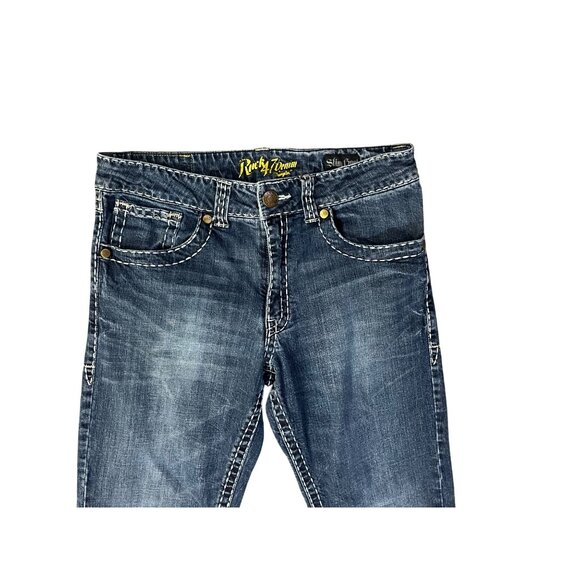 Wrangler Rock 47 Slim Boot Jeans Mens 34x34 Western MRB47MU Dark Wash Denim - Picture 5 of 16